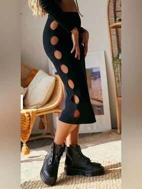 Urban Outfitters Jessie Cut-Out Side Midi Skirt